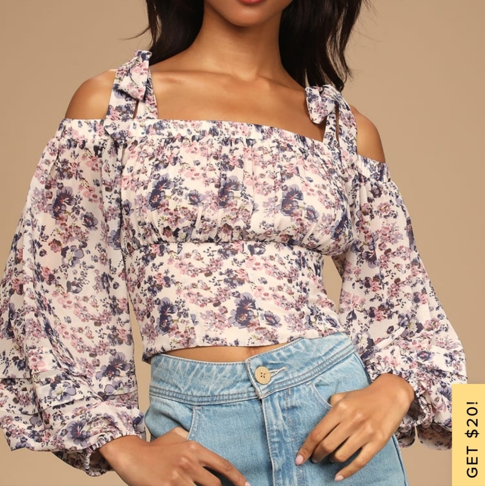 Lulus purple floral blouse